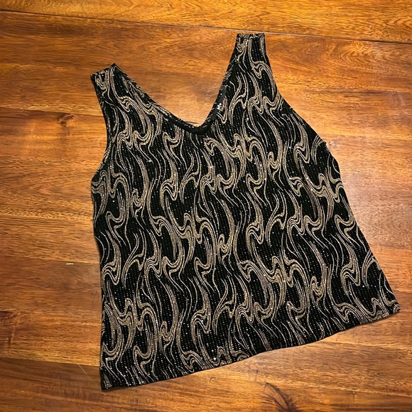 Jump Apparel Women's Black & Bronze  Metallic Sparkle Tank Size XL - Picture 2 of 6